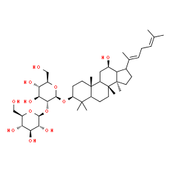 ChemSpider 2D Image | (3beta,5xi,9xi,12beta,13xi,17xi,20E)-12-Hydroxydammara-20(22),24-dien-3-yl 2-O-beta-D-glucopyranosyl-beta-D-glucopyranoside | C42H70O12