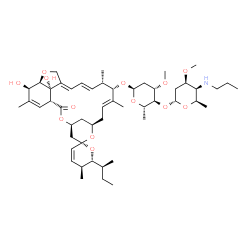 ChemSpider 2D Image | (1'R,2S,4'S,5S,6R,8'R,10'E,12'S,13'S,14'E,16'E,20'R,21'R,24'S)-6-[(2S)-2-Butanyl]-21',24'-dihydroxy-5,11',13',22'-tetramethyl-2'-oxo-5,6-dihydrospiro[pyran-2,6'-[3,7,19]trioxatetracyclo[15.6.1.1~4,8~.
0~20,24~]pentacosa[10,14,16,22]tetraen]-12'-yl 2,6-dideoxy-3-O-methyl-4-O-[2,4,6-trideoxy-3-O-methyl-4-(propylamino)-alpha-D-lyxo-hexopyranosyl]-alpha-L-arabino-hexopyranoside | C51H79NO13
