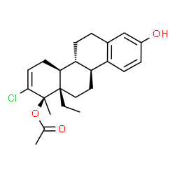 ChemSpider 2D Image | (1R,4aS,4bR,10bS,12aS)-2-Chloro-12a-ethyl-8-hydroxy-1-methyl-1,4,4a,4b,5,6,10b,11,12,12a-decahydro-1-chrysenyl acetate | C23H29ClO3