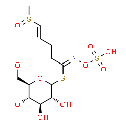 ChemSpider 2D Image | 1-S-[(1Z,4E)-5-(Methylsulfinyl)-N-(sulfooxy)-4-pentenimidoyl]-1-thio-D-glucopyranose | C12H21NO10S3