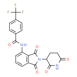 ChemSpider 2D Image | N-[2-(2,6-Dioxo-3-piperidinyl)-1,3-dioxo-2,3-dihydro-1H-isoindol-4-yl]-4-(trifluoromethyl)benzamide | C21H14F3N3O5