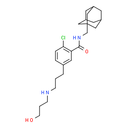 ChemSpider 2D Image | N-(Adamantan-1-ylmethyl)-2-chloro-5-{3-[(3-hydroxypropyl)amino]propyl}benzamide | C24H35ClN2O2