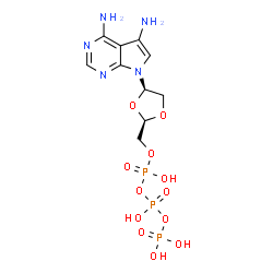 ChemSpider 2D Image | Triphosphoric acid, mono[[(2R,4R)-4-(4,5-diamino-7H-pyrrolo[2,3-d]pyrimidin-7-yl)-1,3-dioxolan-2-yl]methyl] ester | C10H16N5O12P3