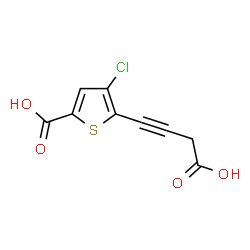 ChemSpider 2D Image | 5-(3-Carboxy-1-propyn-1-yl)-4-chloro-2-thiophenecarboxylic acid | C9H5ClO4S