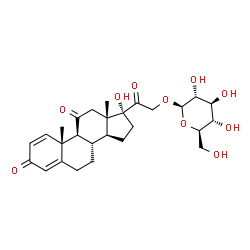 ChemSpider 2D Image | 17-Hydroxy-3,11,20-trioxopregna-1,4-dien-21-yl beta-D-glucopyranoside | C27H36O10