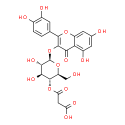 ChemSpider 2D Image | 2-(3,4-Dihydroxyphenyl)-5,7-dihydroxy-4-oxo-4H-chromen-3-yl 4-O-(carboxyacetyl)-beta-L-glucopyranoside | C24H22O15