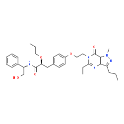ChemSpider 2D Image | (2S)-3-{4-[2-(5-Ethyl-1-methyl-7-oxo-3-propyl-1,3a,7,7a-tetrahydro-6H-pyrazolo[4,3-d]pyrimidin-6-yl)ethoxy]phenyl}-N-[(1S)-2-hydroxy-1-phenylethyl]-2-propoxypropanamide | C33H45N5O5