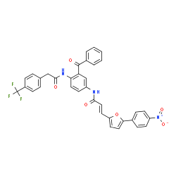ChemSpider 2D Image | (2E)-N-[3-Benzoyl-4-({[4-(trifluoromethyl)phenyl]acetyl}amino)phenyl]-3-[5-(4-nitrophenyl)-2-furyl]acrylamide | C35H24F3N3O6