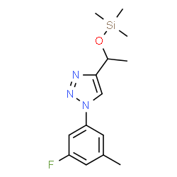 ChemSpider 2D Image | 1-(3-Fluoro-5-methylphenyl)-4-{1-[(trimethylsilyl)oxy]ethyl}-1H-1,2,3-triazole | C14H20FN3OSi