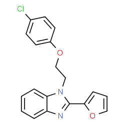 ChemSpider 2D Image | 1-[2-(4-Chlorophenoxy)ethyl]-2-(2-furyl)-1H-benzimidazole | C19H15ClN2O2