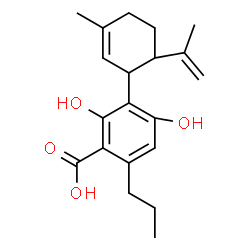 ChemSpider 2D Image | 2,4-Dihydroxy-3-(6-isopropenyl-3-methyl-2-cyclohexen-1-yl)-6-propylbenzoic acid | C20H26O4