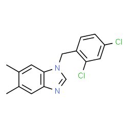 ChemSpider 2D Image | 1-(2,4-Dichlorobenzyl)-5,6-dimethyl-1H-benzimidazole | C16H14Cl2N2