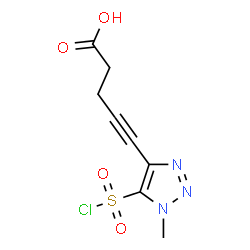 ChemSpider 2D Image | 5-[5-(Chlorosulfonyl)-1-methyl-1H-1,2,3-triazol-4-yl]-4-pentynoic acid | C8H8ClN3O4S