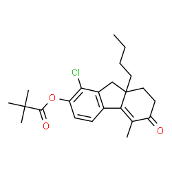 ChemSpider 2D Image | 9a-Butyl-8-chloro-4-methyl-3-oxo-2,3,9,9a-tetrahydro-1H-fluoren-7-yl pivalate | C23H29ClO3