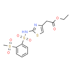ChemSpider 2D Image | Ethyl [2-({[2-(methylsulfonyl)phenyl]sulfonyl}amino)-1,3-thiazol-4-yl]acetate | C14H16N2O6S3