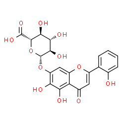 ChemSpider 2D Image | 5,6-Dihydroxy-2-(2-hydroxyphenyl)-4-oxo-4H-chromen-7-yl beta-D-glucopyranosiduronic acid | C21H18O12