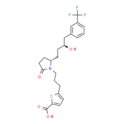 ChemSpider 2D Image | 5-{3-[(2S)-2-{(3S)-3-Hydroxy-4-[3-(trifluoromethyl)phenyl]butyl}-5-oxo-1-pyrrolidinyl]propyl}-2-thiophenecarboxylic acid | C23H26F3NO4S