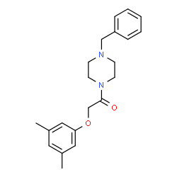 ChemSpider 2D Image | 1-(4-Benzyl-1-piperazinyl)-2-(3,5-dimethylphenoxy)ethanone | C21H26N2O2