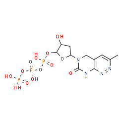 ChemSpider 2D Image | Triphosphoric acid, mono[5-(7,8-dihydro-3-methyl-7-oxopyrimido[4,5-c]pyridazin-6(5H)-yl)tetrahydro-3-hydroxy-2-furanyl] ester | C11H17N4O13P3