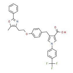 ChemSpider 2D Image | 4-{4-[2-(5-Methyl-2-phenyl-1,3-oxazol-4-yl)ethoxy]benzyl}-1-[4-(trifluoromethyl)phenyl]-1H-pyrrole-3-carboxylic acid | C31H25F3N2O4