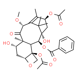 ChemSpider 2D Image | (2alpha,3xi,5beta,7beta,10beta,13alpha)-4,13-Diacetoxy-1,7-dihydroxy-10-methoxy-9-oxo-5,20-epoxytax-11-en-2-yl benzoate | C32H40O11