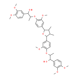 ChemSpider 2D Image | 2,2'-{(3,4-Dimethyltetrahydrofuran-2,5-diyl)bis[(2-methoxy-4,1-phenylene)oxy]}bis[1-(3,4-dimethoxyphenyl)-1-propanol] | C42H52O11