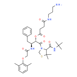 ChemSpider 2D Image | (2S,3S)-1-{5,5-Dimethyl-4-[(2-methyl-2-propanyl)carbamoyl]-1,3-thiazolidin-3-yl}-3-{[(2,6-dimethylphenoxy)acetyl]amino}-1-oxo-4-phenyl-2-butanyl 4-[(3-aminopropyl)amino]-4-oxobutanoate | C37H53N5O7S