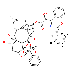 ChemSpider 2D Image | (2alpha,3xi,5beta,7beta,10beta,13alpha)-4,10-Diacetoxy-1,7-dihydroxy-13-{[(2R,3S)-2-hydroxy-3-phenyl-3-{[(~13~C_6_)phenylcarbonyl]amino}propanoyl]oxy}-9-oxo-5,20-epoxytax-11-en-2-yl benzoate | C4113C6H51NO14