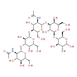 ChemSpider 2D Image | 2-Acetamido-2-deoxy-beta-D-glucopyranosyl-(1->3)-beta-D-galactopyranosyl-(1->4)-2-acetamido-2-deoxy-beta-D-glucopyranosyl-(1->3)-beta-D-galactopyranosyl-(1->4)-alpha-D-glucopyranose | C34H58N2O26