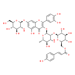 ChemSpider 2D Image | quercetin 3-O-alpha-L-[6'''-p-coumaroyl-beta-D-glucopyranosyl-(1->2)-rhamnopyranoside]-7-O-beta-D-glucopyranoside | C42H46O23