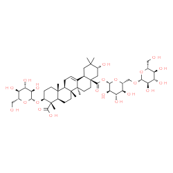 ChemSpider 2D Image | (3S,4S,4aR,6aR,6bS,8aR,10R,12aR,14aR,14bR)-10-hydroxy-4,6a,6b,11,11,14b-hexamethyl-3-[(2R,3R,4S,5S,6R)-3,4,5-trihydroxy-6-(hydroxymethyl)tetrahydropyran-2-yl]oxy-8a-[(2S,3R,4S,5S,6R)-3,4,5-trihydroxy-6-[[(2R,3R,4S,5S,6R)-3,4,5-trihydroxy-6-(hydroxymethyl)tetrahydropyran-2-yl]oxymethyl]tetrahydropyran-2-yl]oxycarbonyl-1,2,3,4a,5,6,7,8,9,10,12,12a,14,14a-tetradecahydropicene-4-carboxylic acid | C48H76O21