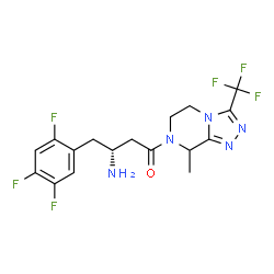 ChemSpider 2D Image | (3R)-3-Amino-1-[8-methyl-3-(trifluoromethyl)-5,6-dihydro[1,2,4]triazolo[4,3-a]pyrazin-7(8H)-yl]-4-(2,4,5-trifluorophenyl)-1-butanone | C17H17F6N5O