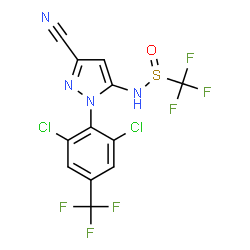 ChemSpider 2D Image | N-{3-Cyano-1-[2,6-dichloro-4-(trifluoromethyl)phenyl]-1H-pyrazol-5-yl}-1,1,1-trifluoromethanesulfinamide | C12H4Cl2F6N4OS