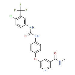ChemSpider 2D Image | 5-[4-({[4-Chloro-3-(trifluoromethyl)phenyl]carbamoyl}amino)phenoxy]-N-methylnicotinamide | C21H16ClF3N4O3
