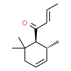 ChemSpider 2D Image | (2E)-1-[(1S,2R)-2,6,6-Trimethyl-3-cyclohexen-1-yl]-2-buten-1-one | C13H20O
