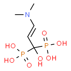 ChemSpider 2D Image | [(1E)-1-(Dimethylamino)-3-hydroxy-1-propene-3,3-diyl]bis(phosphonic acid) | C5H13NO7P2