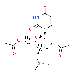 ChemSpider 2D Image | 2',3',5'-Tri-O-acetyl(1',2',3',4',5'-~13~C_5_)uridine | C1013C5H18N2O9