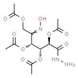 ChemSpider 2D Image | (2R,3R,4R)-4,6-Diacetoxy-1-hydrazino-5-(hydroxyimino)-1-oxo-2,3-hexanediyl diacetate | C14H21N3O10