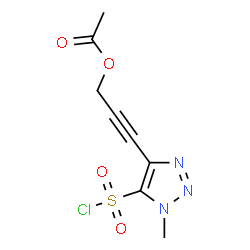 ChemSpider 2D Image | 3-[5-(Chlorosulfonyl)-1-methyl-1H-1,2,3-triazol-4-yl]-2-propyn-1-yl acetate | C8H8ClN3O4S