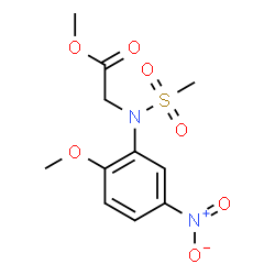 ChemSpider 2D Image | Methyl N-(2-methoxy-5-nitrophenyl)-N-(methylsulfonyl)glycinate | C11H14N2O7S