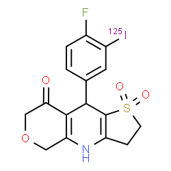 ChemSpider 2D Image | 9-[4-Fluoro-3-(~125~I)iodophenyl]-2,3,5,9-tetrahydro-4H-pyrano[3,4-b]thieno[2,3-e]pyridin-8(7H)-one 1,1-dioxide | C16H13F125INO4S