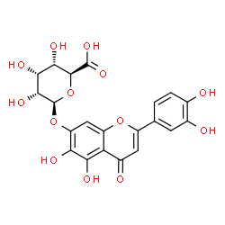 ChemSpider 2D Image | 2-(3,4-Dihydroxyphenyl)-5,6-dihydroxy-4-oxo-4H-chromen-7-yl beta-D-allopyranosiduronic acid | C21H18O13