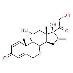 ChemSpider 2D Image | 9-Fluoro-11,17,21-trihydroxy-16-methylenepregna-1,4-diene-3,20-dione | C22H27FO5
