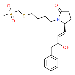 ChemSpider 2D Image | (5S)-5-[(1E)-3-Hydroxy-4-phenyl-1-buten-1-yl]-1-(4-{[(methylsulfonyl)methyl]sulfanyl}butyl)-2-pyrrolidinone | C20H29NO4S2