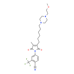 ChemSpider 2D Image | 4-(3-{6-[4-(2-Methoxyethyl)-1-piperazinyl]hexyl}-4-methyl-2,5-dioxo-2,5-dihydro-1H-pyrrol-1-yl)-2-(trifluoromethyl)benzonitrile | C26H33F3N4O3
