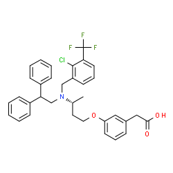 ChemSpider 2D Image | {3-[(3R)-3-{[2-Chloro-3-(trifluoromethyl)benzyl](2,2-diphenylethyl)amino}butoxy]phenyl}acetic acid | C34H33ClF3NO3