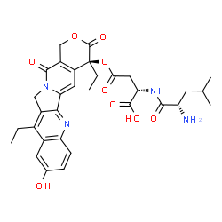 ChemSpider 2D Image | (2S)-2-{[(2S)-2-Amino-4-methylpentanoyl]amino}-4-{[(4S)-4,11-diethyl-9-hydroxy-3,14-dioxo-3,4,12,14-tetrahydro-1H-pyrano[3',4':6,7]indolizino[1,2-b]quinolin-4-yl]oxy}-4-oxobutanoic acid (non-preferred
 name) | C32H36N4O9