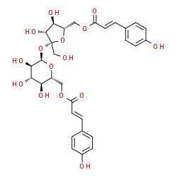 ChemSpider 2D Image | 6-O-[(2E)-3-(4-Hydroxyphenyl)-2-propenoyl]-beta-L-fructofuranosyl 6-O-[(2E)-3-(4-hydroxyphenyl)-2-propenoyl]-alpha-D-glucopyranoside | C30H34O15