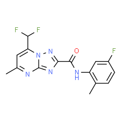 ChemSpider 2D Image | 7-(Difluoromethyl)-N-(5-fluoro-2-methylphenyl)-5-methyl[1,2,4]triazolo[1,5-a]pyrimidine-2-carboxamide | C15H12F3N5O