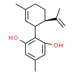 ChemSpider 2D Image | 2-[(6R)-6-Isopropenyl-3-methyl-2-cyclohexen-1-yl]-5-methyl-1,3-benzenediol | C17H22O2